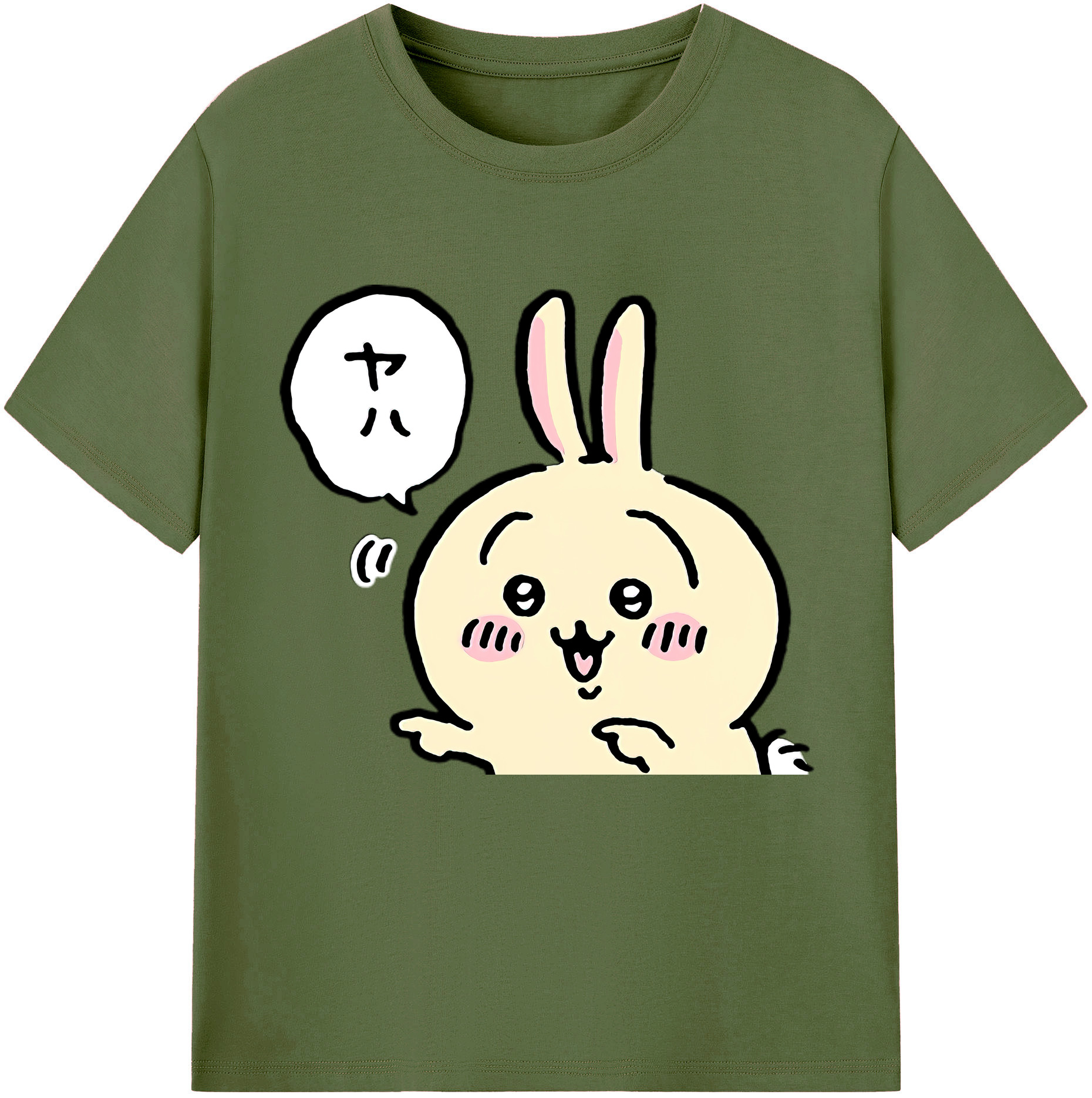 （画像用） ちいかわ うさぎ Chii-kawa usagi 綿100％半袖Tシャツ（フロントプリント）